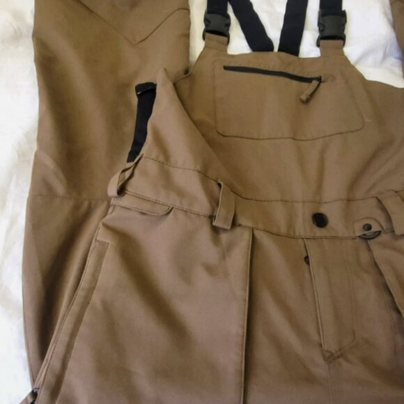 Volcom Rain Bib Overalls Men's Size Small Brown Cold Weather Gear - Picture 3 of 12
